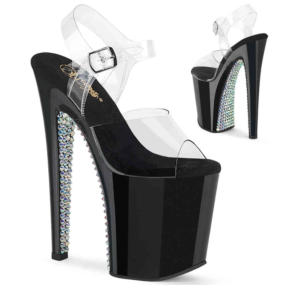 Pleaser - XTREME-808SPRS Sandale à bride à la cheville, Pole dance chaussures - Transparent